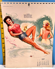 1953 Aug. Earl MacPherson Pinup Girl Sketchbook Calendar Page 