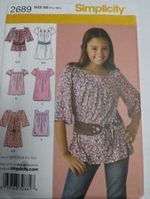 Tunic Top Dress Belt Girls Plus BB 8 1/2 - 16 1/2 Simplicity 2689 Sewing Pattern picture