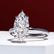 3.0Ct Marquise Cut Moissanite Solitaire Engagement Ring 14K White Gold Plated picture