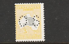 1929 KANGAROO SMW 5/- GREY & YELLOW 