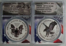 2021 Silver Eagle Designer Edition 2-Coin Reverse Proof Set ANACS RP70 DCAM picture