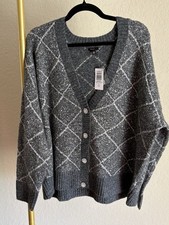 Torrid Women's NWT Argyle Sequin Vegan Cashmere Cardigan Size 1X Holiday Glam picture