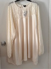 Torrid 6X Cream Lace Blouse NWT Georgette Long Sleeve Keyhole picture