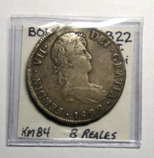 Bolivia Ferdinand VII 8 Reales 1822 PJ Potosi KM84 Silver Coin Currency picture