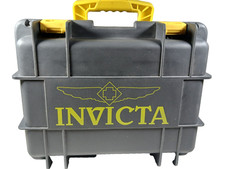 Invicta Eight 8 Slot Impact Gray and Yellow Watch Storage Box Collector Case picture