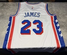 NWT White Nike Swingman LeBron James Philadelphia Sixers 76ers Jersey Medium picture