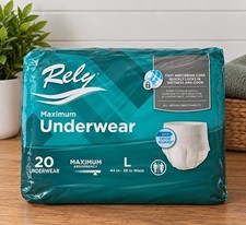 Rely Unisex Adult Underwear, Maximum Absorbency, Size Large, Pack of 20 picture