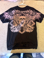 Affliction Live Fast Black Skull Graphic Crew Neck Short Sleeve T-Shirt Mens M picture