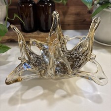 Vintage MURANO Italian Vetro Esequito Pulled Glass Bowl Brown picture