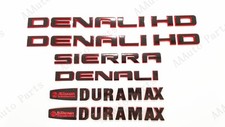 6PC 11-19 Gloss Black Red GMC Sierra Denali Duramax 2500HD 3500HD Emblem Letters picture