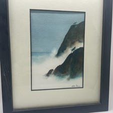 Bay Area Coastal Watercolor Painting California Coast Landscape By Ellie Masar picture