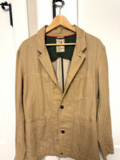Relwen Men's Linen Trap Blazer Khaki Slub Medium picture
