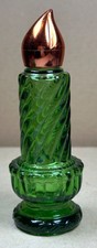 Vintage 1970s Avon Christmas Candle Green Glass Perfume Fragrance  Bottle 4.5” picture