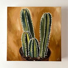 Original Hand Painted Cactus Still Life Oil Painting on Canvas picture