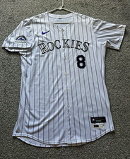 Nike Colorado Rockies Mike Redmond #8 Game Worn White Home Jersey Size 46 picture