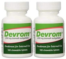 Devrom 200mg Bismuth Subgallate Internal Deodorant -100 Tabs(2 Pack = 200 Total) picture