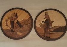 RARE Vintage Pair of Peruvian Wood Wall Art Handmade picture