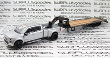 Greenlight Silver 2022 FORD F-450 F450 Super Duty Dually w/Gooseneck Trailer BLK picture
