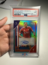 2025-2026 TOPPS CHROME EPL CHROME AQUA AUTO #RN RIO NGUMOHA /199 PSA 9 RC ROOKIE picture