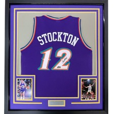 Framed Facsimile Autographed John Stockton 35x39 Jazz Jersey picture