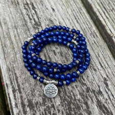 108 Mala Beads Prayer Lapis Lazuli Necklace Multi Strands Healing Yoga Bracelet picture