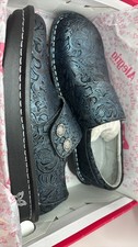 Alegria by PG Lite Deliah Clogs Navy Swish Embossed Leather Shoes 9.5-10 picture