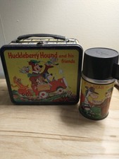 Vintage 1961 Lunch Box w/ thermos, Huckleberry Hound, Quick Draw Mcgraw, Yogi picture