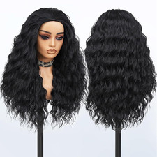 Curly Half Wig, Black 26 In, Glueless Wig for Black Women picture