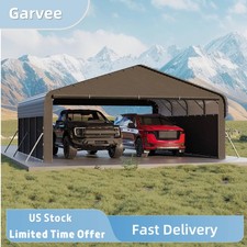 2 Vehicle Storage Space Offered By This 20'X20'X10' Metal Carport, Enclosed All- picture