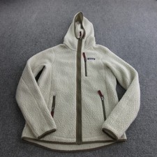 Patagonia Fleece Jacket Womens M White Hooded Full Zip Sherpa Pile STY22805 picture