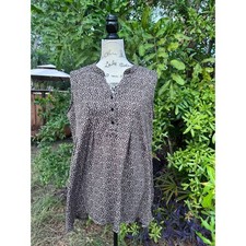 Cocomo Woman Leopard Print Sleeveless Tunic Blouse XL Office Siren Indie Sleaze picture