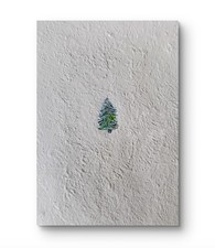 ACEO Original Minimalist Pine Tree Snow Acrylic Paint & Pencil by Charlene Slie picture