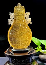 1.26LB Top Museum level Natural golden rutile Quartz Mineral specimen Crystal picture