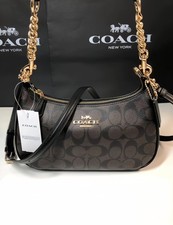 Coach Teri25 Full Leather Chain Brown Shoulder Bag picture