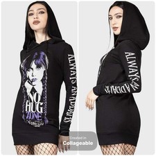 KILLSTAR NO-HUG ZONE LONGLINE HOODIE WEDNESDAY ADDAMS XS picture