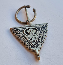 Ancient Antique Berber Fibula Amulet Silver Handcrafted Old Pendant picture