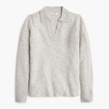 J.Crew Factory Size S Sweater-polo in Extra-soft Yarn Hthr Platinum Gray  Knit picture