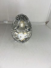 *RARE* Neiman Marcus Crystal Egg Paperweight Crystal Snow Flakes And Leaves picture
