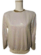 Vintage William Pearson Sequin Top with Pink Tint Fully Lined and Back Zipper 8 picture