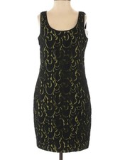 DKNY Black Lace Overlay Mini Dress with Olive Underlay picture