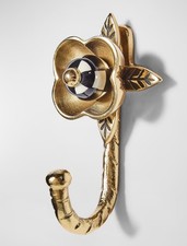 MACKENZIE-CHILDS Petal Brass Hand Painted Gold Wall Hook New in Package  picture