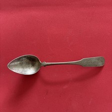 Antique American Coin Silver Teaspoon c. 1840–1860 Hallmarks Hermann  Monogram picture