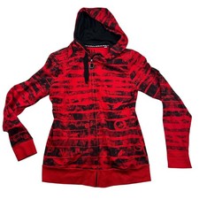Abbey Dawn Avril Lavigne Hoodie XL Red Black Striped Zip Up Pop Punk Emo Skull picture