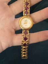 Vintage Jules Jurgensen Genuine Purple Garnet Gemstone MOP Ladies Watch 377 picture