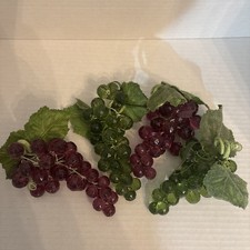 Vintage MCM Purple Faceted Lucite Acrylic Grape Clusters Lot Of 4 picture