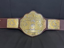 NWA BIG GOLD HEAVYWEIGHT TITLE BELT ADULT SIZE DUAL PLATED 2MM HD QUALITY. picture