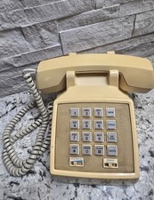 Vintage AT&T CS2500DMGH Push Button Desk Phone Tan Beige Landline Telephone picture