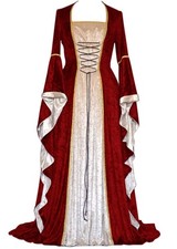 YEAXLUD Womens Renaissance Medieval Costume Dress Lace up Irish Over Long picture