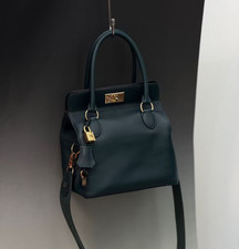 AUTH Hermès Toolbox 20 Vert Sapin Leather Gold Hardware Top Handle Shoulder Bag picture