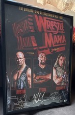 Signed WrestleMania 14 poster , Stone Cold Steve Austin Tyson Michaels 18x24 picture